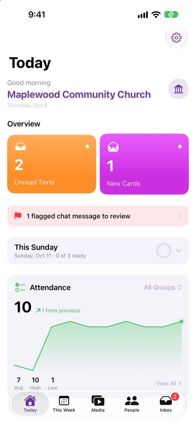The Envoi Tech staff app's Today screen