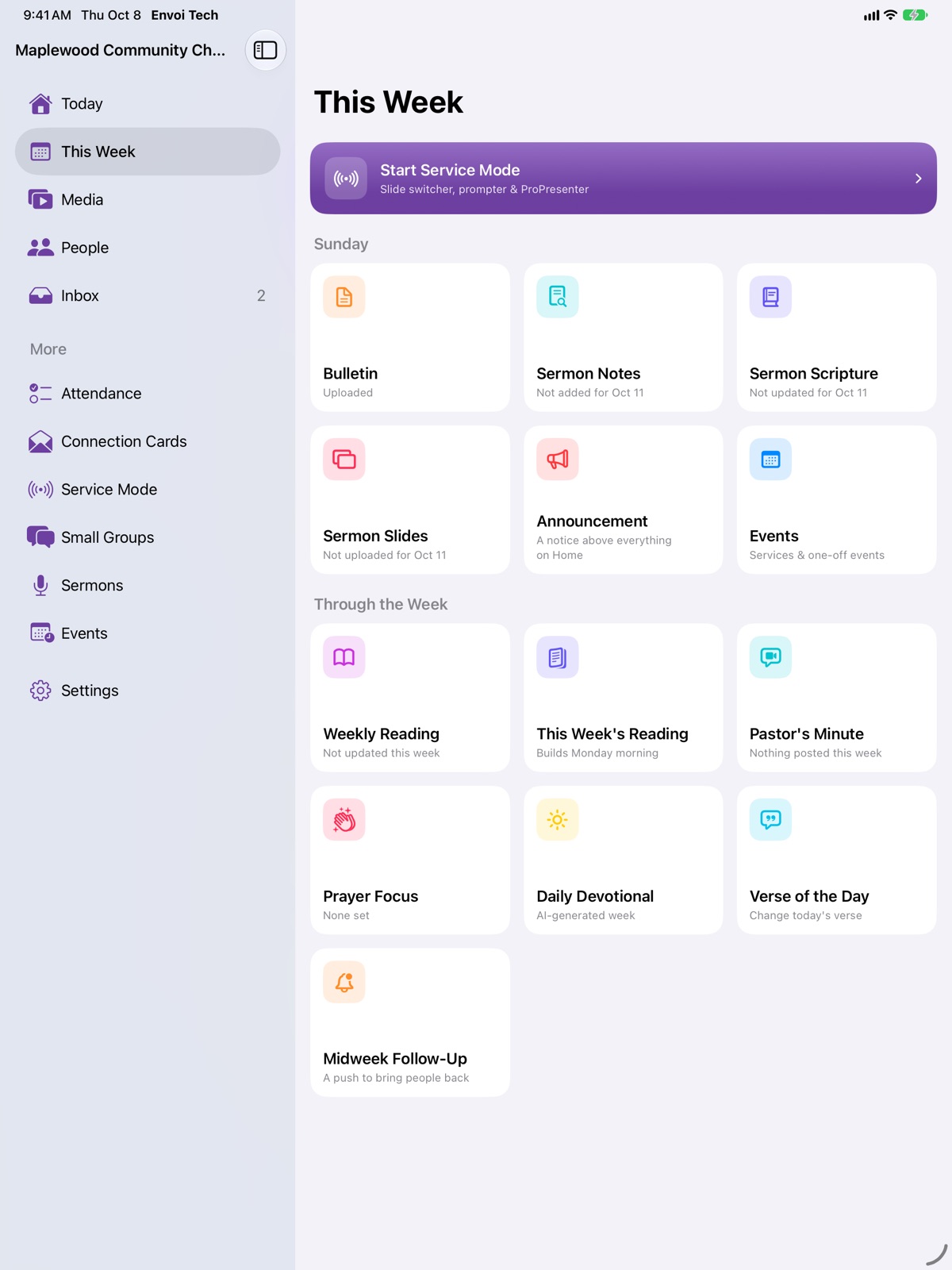 The This Week screen on iPad